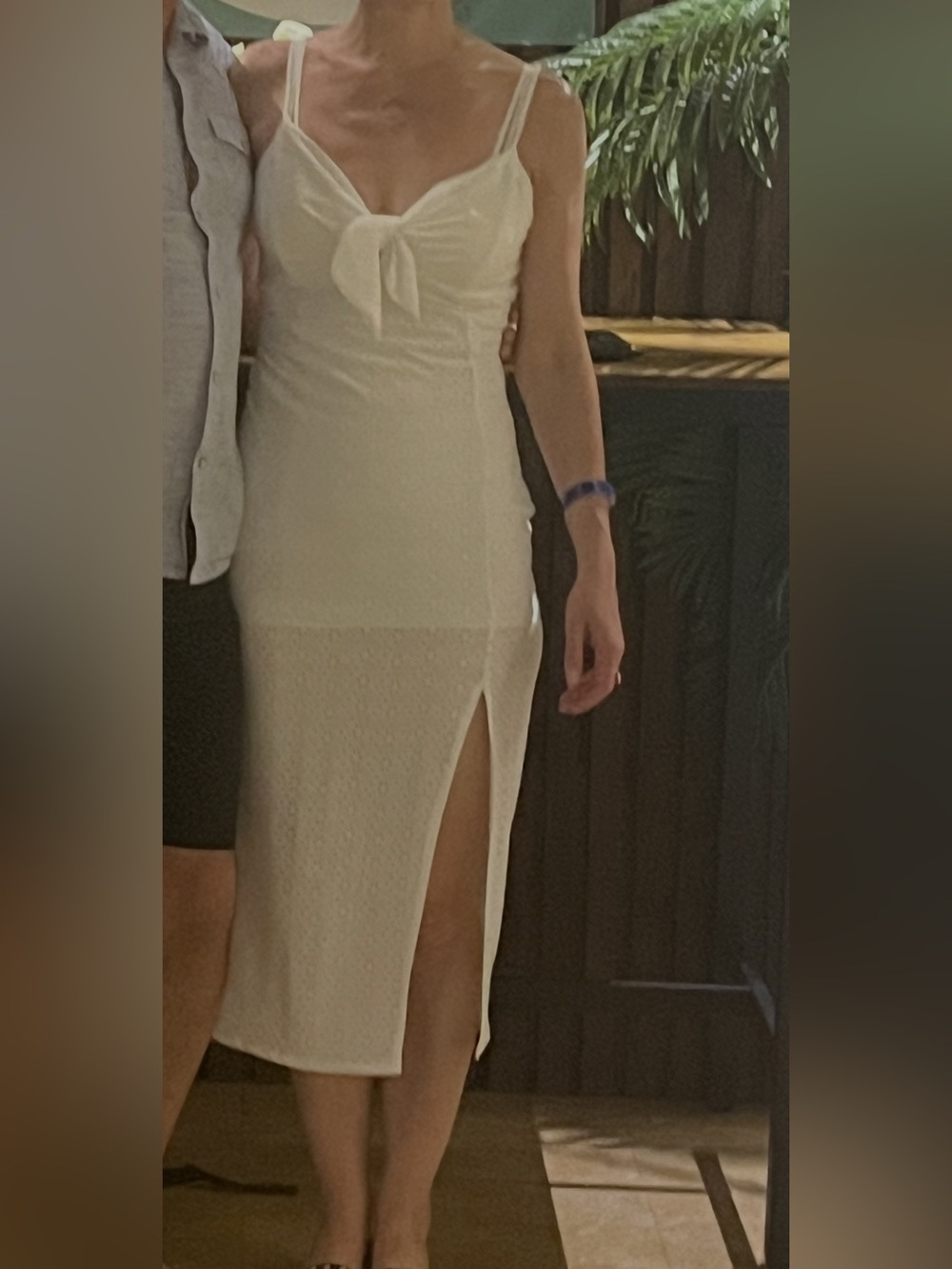 White Eyelet Tie-Front Midi Dress